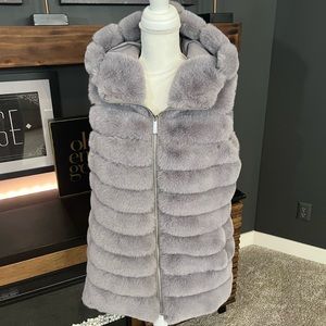 Michael Kors gray faux fur long vest
